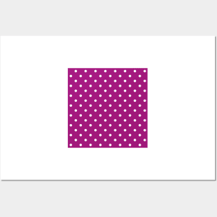 White Polkadots on purple background Posters and Art